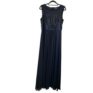 Jessica Howard Formal Gown Maxi Dress‎ Sleeveless Navy Blue Size 12